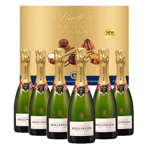 Half Bottle of Bollinger Special Cuvee Champagne 37.5cl Case of 6 with Lindt Swiss Tradition Chocolates 193g